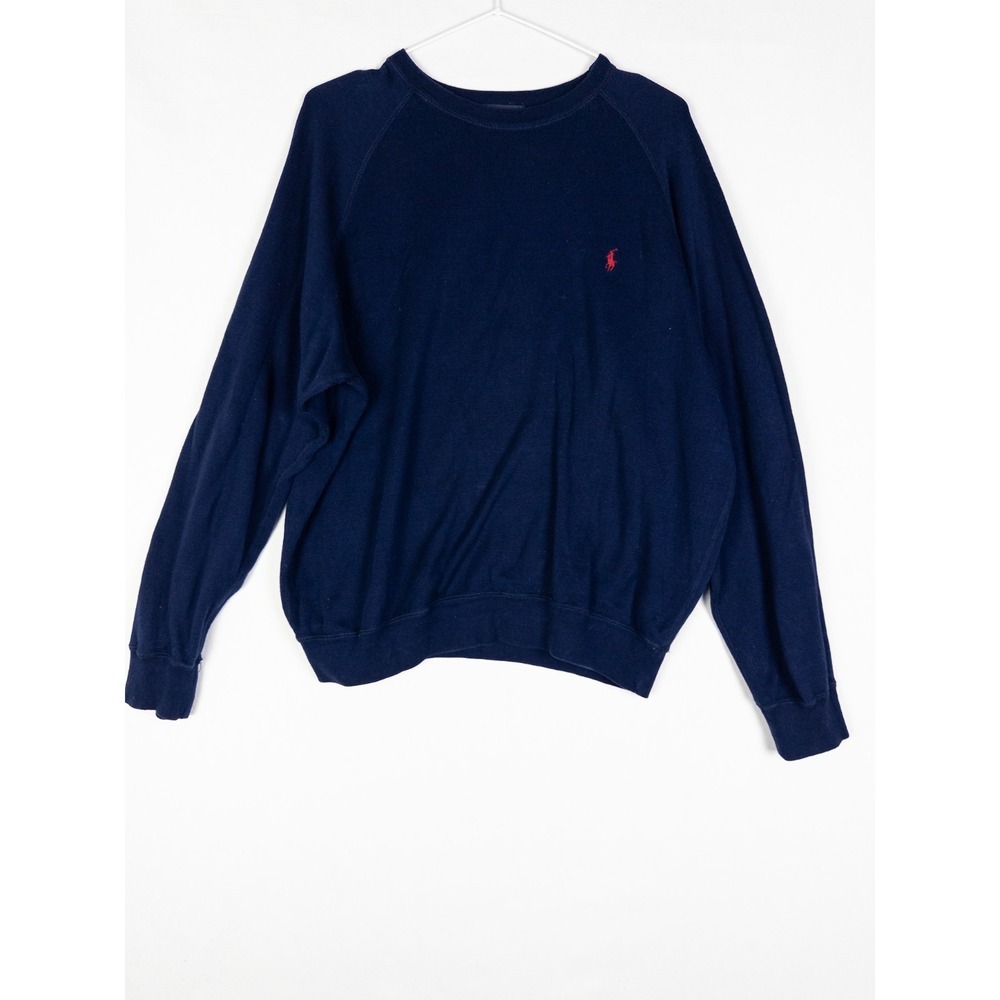 Polo Golf Ralph Lauren Sweater‎ Mens L Navy Pullover 100% Cotton Classic Pony